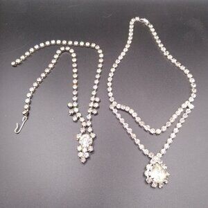 2 Vintage Rhinestone Necklaces 14'' & 16'' long
